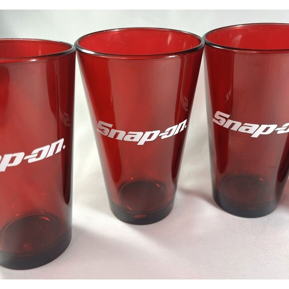 Snap-On Tools Red Pint Glasses Set of 4 - Picture 3 of 16